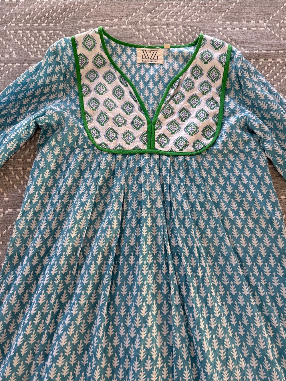 SZ Blockprints Jaipur Dress in Cornflower Blue - Patti print, size M - Picture 2 of 8